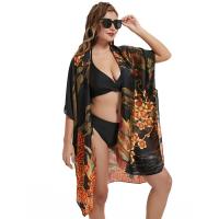 Polyester Swimming Cover Ups soft & can be use as shawl & sun protection printed floral black PC