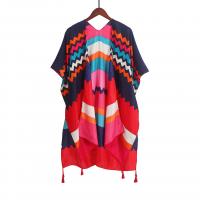 Polyester Tassels Swimming Cover Ups can be use as shawl & sun protection & breathable printed PC