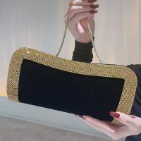 Polyester Easy Matching Clutch Bag with rhinestone black PC