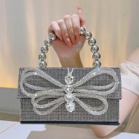 PU Leather & Polyester Easy Matching Handbag with rhinestone silver PC