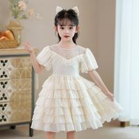 Polyester Princess & Ball Gown Girl One-piece Dress patchwork champagne PC