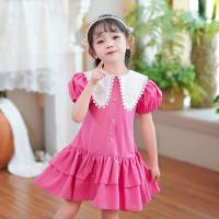 Polyester Princess & Pleated Girl One-piece Dress patchwork Solid PC