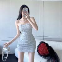 Polyamide Waist-controlled & Slim & High Waist Sexy Package Hip Dresses & two piece sleeves & skirt patchwork Set