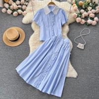 Polyester Two-Piece Dress Set & two piece blue Set