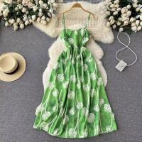 Polyester Waist-controlled Slip Dress slimming green PC
