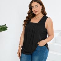 Polyester Plus Size Women Sleeveless T-shirt & loose & breathable Solid PC