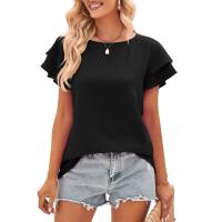Polyester Women Short Sleeve T-Shirts & sweat absorption & loose & breathable Solid PC