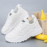 Mesh Fabric & Rubber & PU Leather heighten Women Sport Shoes hardwearing & anti-skidding & breathable Plastic Injection Pair
