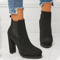 PU Leather & Suede high top Boots Pair