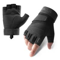Ottoman & Microfiber PU Synthetic Leather Riding Half Finger Glove hardwearing & breathable patchwork Solid Pair