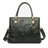 PU Leather Handbag with chain & embossing & large capacity & attached with hanging strap emboss pattern PC