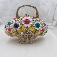 Metal & PU Leather Easy Matching Clutch Bag with rhinestone floral PC