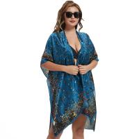 Polyester Swimming Cover Ups sun protection & loose printed shivering blue PC