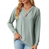 Polyester Soft Women Long Sleeve T-shirt & loose & breathable Solid PC