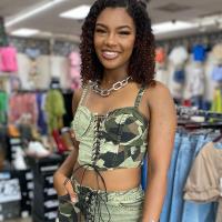 Polyester Camisole Camouflage Vert pièce