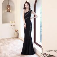 Polyethylene fiber-Ethylene Mermaid Long Evening Dress & One Shoulder patchwork Solid PC
