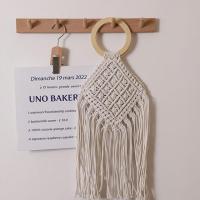 Cotton Cord & Wood Beach Bag & Easy Matching & Tassels Woven Tote PC