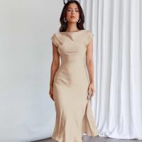 Polyester Slim One-piece Dress side slit PC