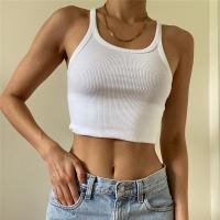 Cotton Slim Camisole midriff-baring patchwork Solid white PC