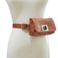PU Leather Box Bag Waist Pack with chain Iron crocodile grain PC