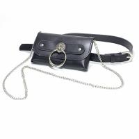 PU Leather Waist Pack with chain black PC