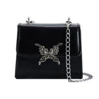 PU Leather Box Bag Crossbody Bag with chain & sewing thread butterfly pattern PC