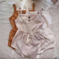 Colored Cotton Baby Clothes Set & two piece & unisex Pants & top plain dyed Solid Set