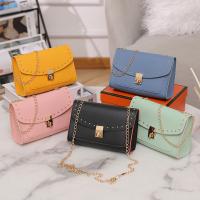 PU Leather Box Bag Crossbody Bag with chain & studded Unlined Solid PC