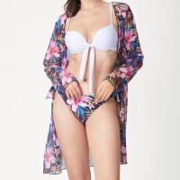 Spandex & Polyester Bikini, Gedruckt, Floral, Rosa,  Festgelegt
