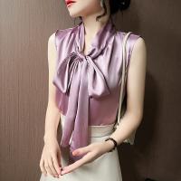 Mixed Fabric & Polyester Women Sleeveless Blouses patchwork Solid PC
