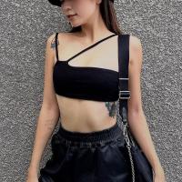 Polyester Camisole midriff-baring Solid black PC