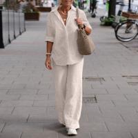 Katoenen stof Vrouwen Casual Set Lange broek & Boven Solide meer kleuren naar keuze Instellen
