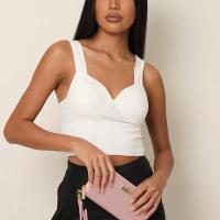 Polyester Slim Tank Top midriff-baring Solid white PC