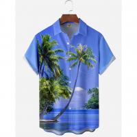 Polyester Plus Size Men Short Sleeve Casual Shirt printed PC