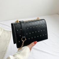 PU Leather Shoulder Bag with chain & studded Argyle PC