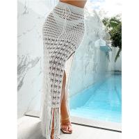 Polyester Maxi Skirt side slit & hollow patchwork Solid PC