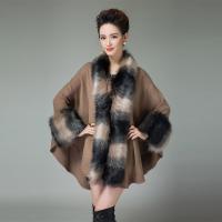 Plush & Acrylic & Polyester Cloak Poncho loose & thermal knitted : PC