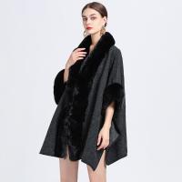 Plush & Acrylic & Polyester Cloak Poncho loose & thermal knitted Solid : PC