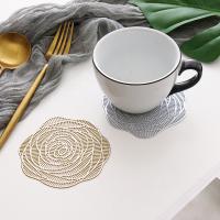 PVC anti-scald & Waterproof Cup Pad hollow gold foil print Solid PC