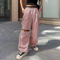 Polyester Women Long Trousers slimming & loose patchwork Solid pink PC