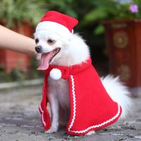 Cloth Pet Dog Clothing christmas design & with detachable hat & two piece red Set