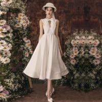 Polyester Waist-controlled & Slim & High Waist Short Evening Dress & off shoulder & hollow patchwork Solid white PC