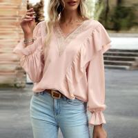 Polyester lace Women Long Sleeve Shirt & loose Solid PC
