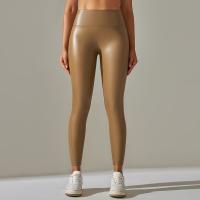 PU Leather High Waist Women Yoga Pants lift the hip & skinny stretchable Solid PC
