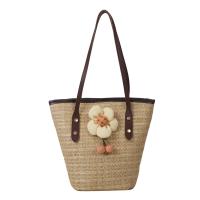 Straw Bucket Bag Woven Shoulder Bag large capacity Polyester PC