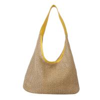 Straw Easy Matching Woven Shoulder Bag large capacity & sewing thread & soft surface PC
