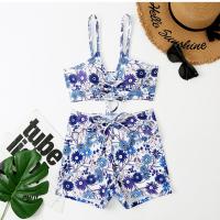 Polyester Bikini & two piece & padded printed floral Set