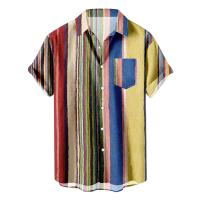 Polyester Men Short Sleeve Casual Shirt & loose printed PC