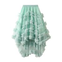 Polyester Maxi Skirt large hem design patchwork Solid : PC