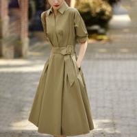 Polyester Waist-controlled One-piece Dress slimming patchwork Solid PC